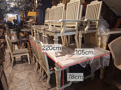 complete antique dining room 12 chairs table and sidebaord
