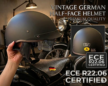 vintage german half face helmet