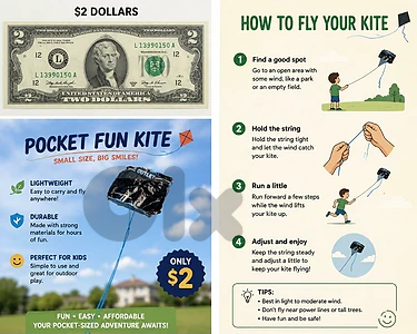 Pocket Kite - Handmade by a 9-Year-Old
Description