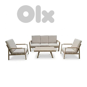 Modern 4-Piece Wooden Outdoor Lounge Set - طقم جلسة خارجية خشبي عصري