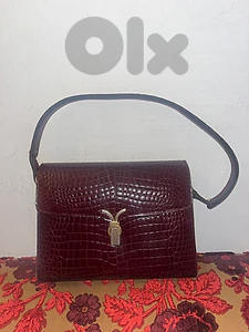 Vintage 1950s/1960s Genuine Crocodile Skin Top-Handle Bag