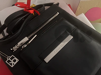Original Calvin Klein Black Pebbled Leather Crossbody Bag