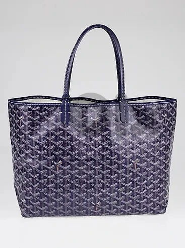 Goyard Navy Blue Chevron Print Coated Canvas St. Louis PM Tote Bag