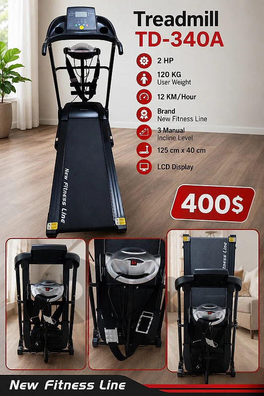 NeW Fitness LinE-Treadmill TD-340A
2 HP