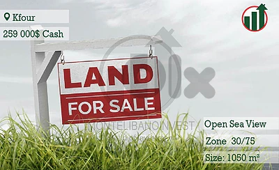 Land for sale in Kfour with Open sea View !!!