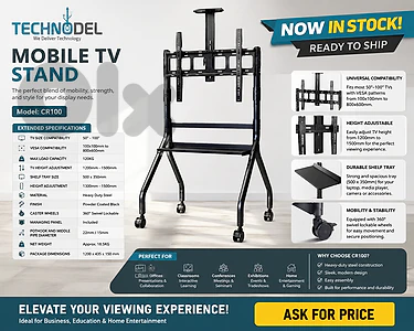 🎯 BCR CR100 Mobile TV & Smart Board Stand 55"