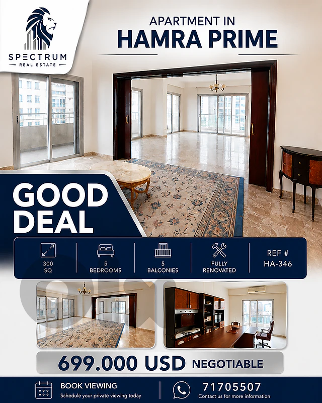 GOOD DEAL ! SPACIOUS APARTMENT IN HAMRA PRIME | 300SQ | HA-346 (M.G)