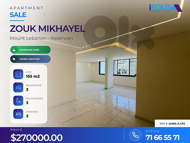 Apartment + Panoramic view 4 sale in Zouk  -  شقة للبيع في زوق مكايل