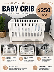Gently used baby crib for sale