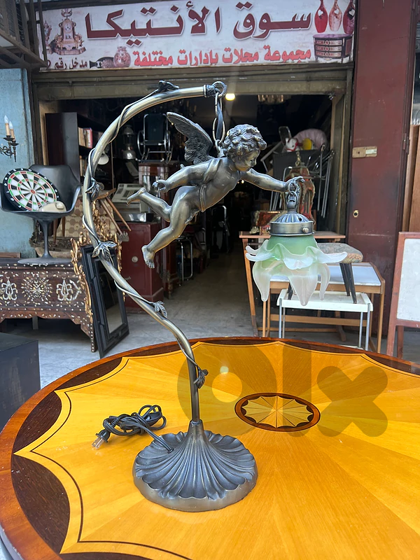 Frensh lamp status desk bronze antique لمبادير تمثال برونز ولا اروع
