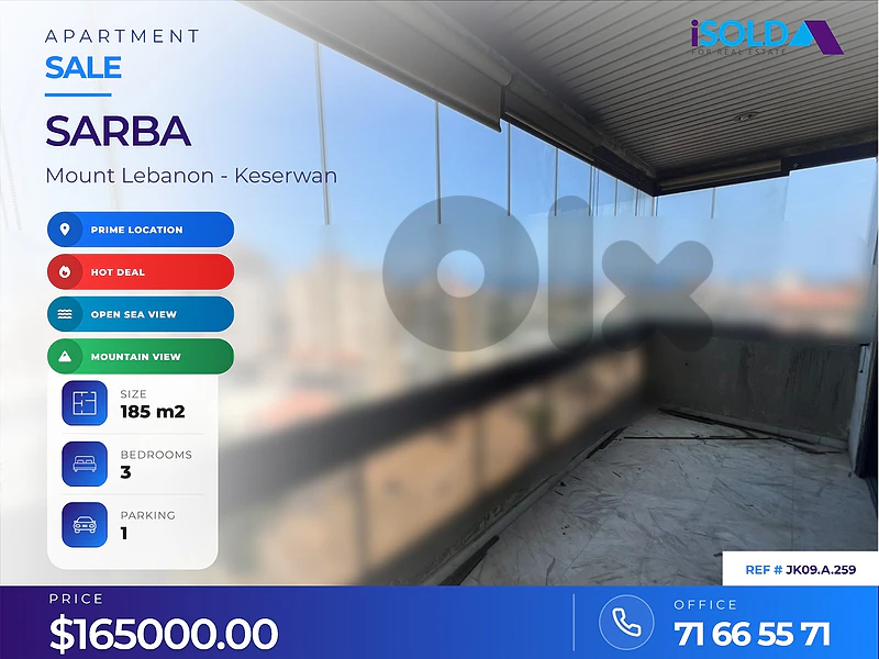 Hot deal,Apartment in Sarba,Open mountain&Seaview,Prime location-صربا
