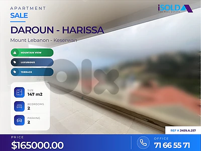 Hot deal, Apartment,Terrace,Open Mountain view 4 Sale in Harissa-حريصا