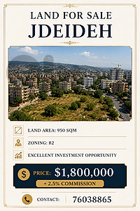 Land for sale in Jdeideh - أرض للبيع في جديدة