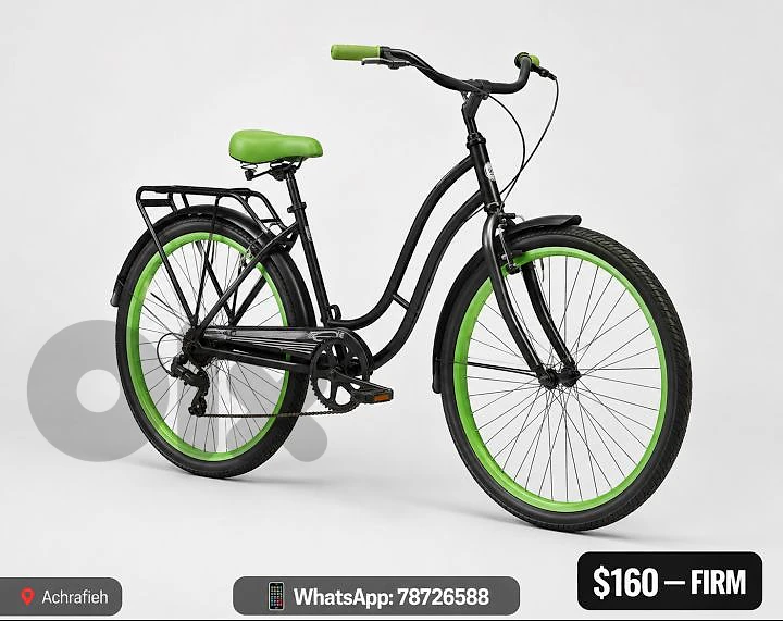 Cruiser Bicycle Black & Green — Barely Used — 160$ Firm