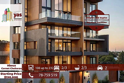 Hbous/Cornet Chehwan 108m2/232m2  | Payment Facilities | RMK