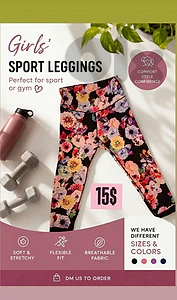 Girls’ Sport Leggings ✨
Made with comfortable Lycra fabric 🤍
