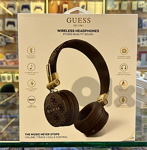 Guess Wireless Headphones leather with metal logo brown