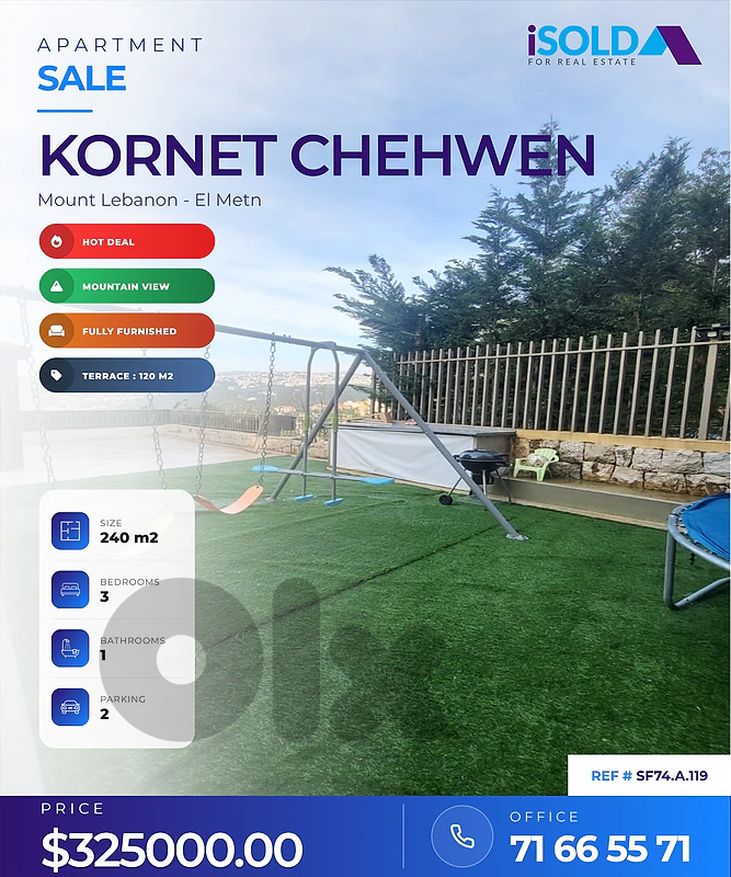 Hot deal,Apartment+Terrace,Open Mountain View 4Sale in Cornet el hamra Hot deal,Apartment+Terrace,Open Mountain View 4Sale in Cornet el hamra