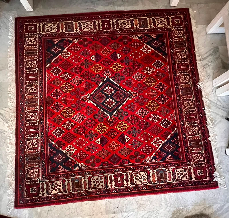 Beautiful Vintage Persian Style Rug – Square – Vibrant Multicolor Desi