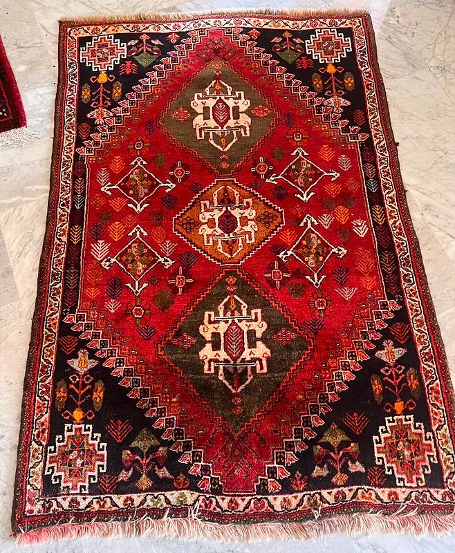 Vintage Persian Rug – Warm Brick & Green Tones – A Timeless Accent