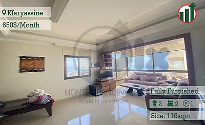 Furnished Apartment For Rent In Kfaryassine!!