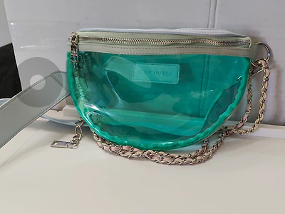 Like-New Steve Madden Transparent Belt Bag - Blue & Green