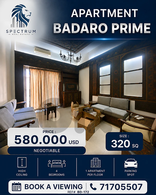 HOT DEAL ! APT IN BADARO PRIME | 320SQ | 4 BEDROOMS | BD-172 (I.T)