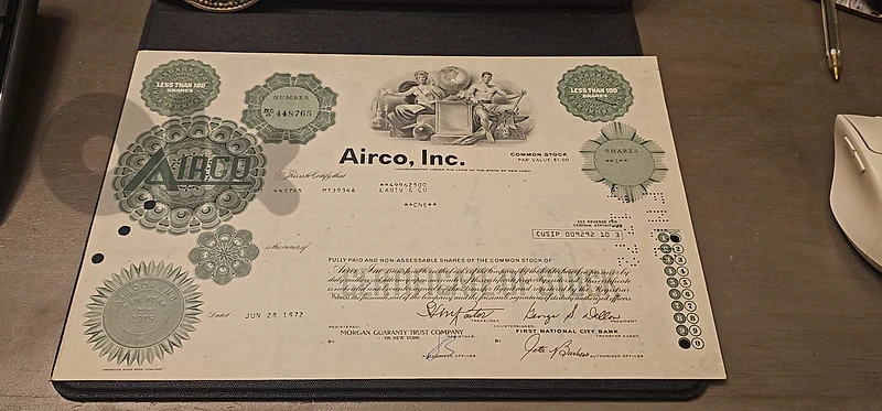 سندان ملكية شهادة أسهم  ١٩٦٤_  ٧٢  (Stock Ownership Certificates