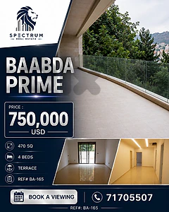 Baabda Prime (465Sq) With Terrace, (BA-165)