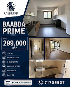 AMAZING APARTMENT FOR SALE IN BAABDA PRIME , (BA-179)