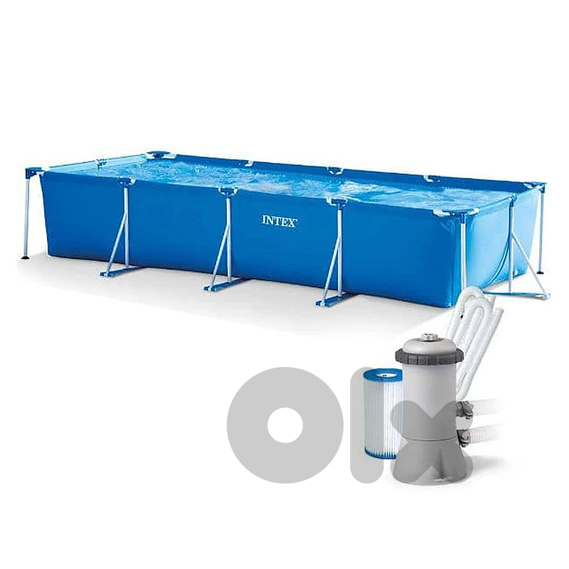Intex Rectangular Frame Pool With Filter 450 x 220 x 84CM - حوض سباحة