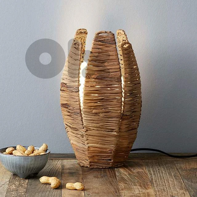 EGLO Mongu Woven Table Lamp – Raffia Steel Boho Bedside Light, 1 Flame