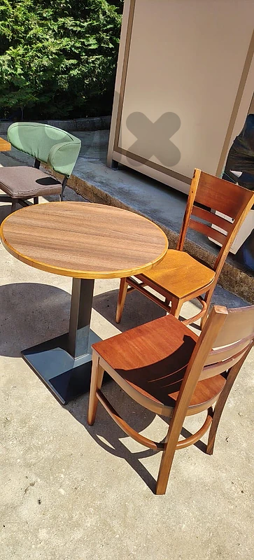 Wood tables and chairs