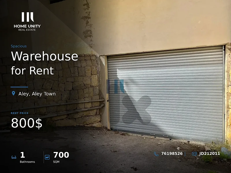 700 sqm warehouse is available for rent in Aley Town, Aley