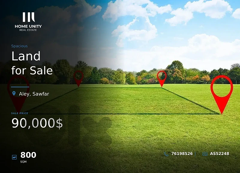 800 sqm Residential land is for sale in Charoun, Sawfar, Aley - 30/90
