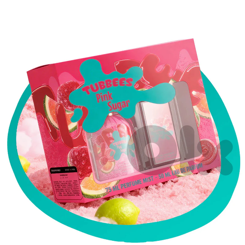 Tubbees Pink Sugar Kid's Gift Set (50 ml EDP + 75 ml Body Mist) - Unisex Tubbees Pink Sugar Kid's Gift Set (50 ml EDP + 75 ml Body Mist) - Unisex