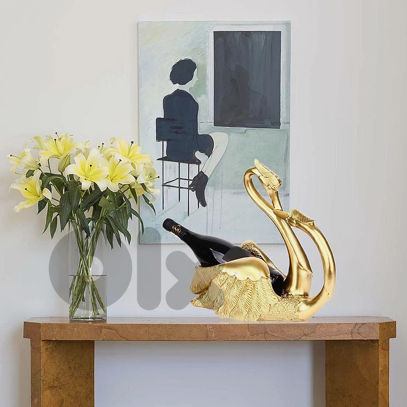 Golden Love Swans Wine Rack