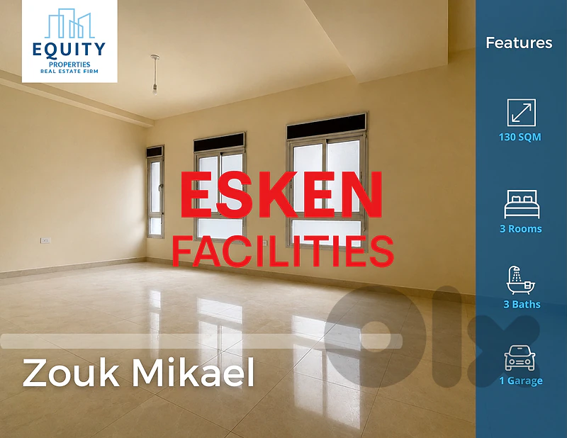 130 SQM Apartment For Sale In Zouk Mikael شقة للبيع #RK48326