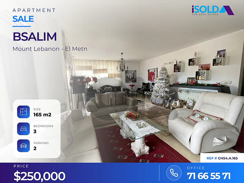 Apartment Open sea view 4 sale in Bsalim -  شقة للبيع في بصاليم