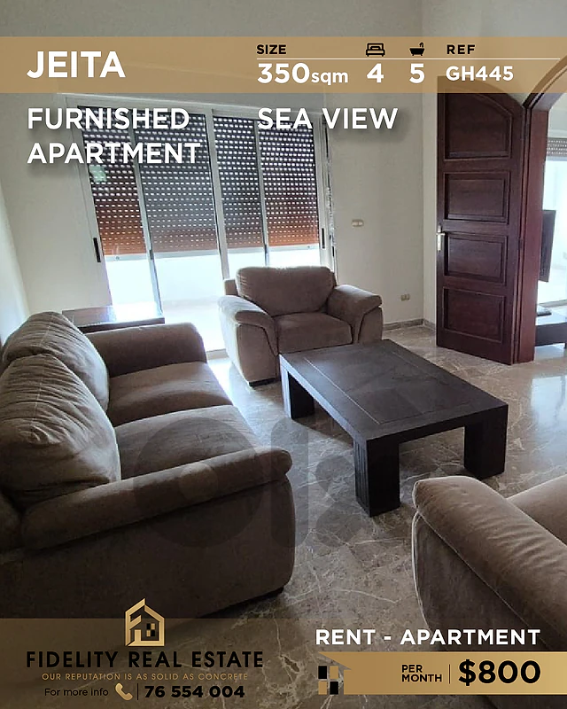 Apartment for rent in Jeita GH445 شقة  للإيجار في جعيتا