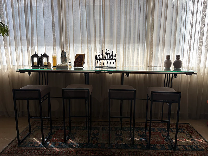 Bar Table with Glass Top and Chairs