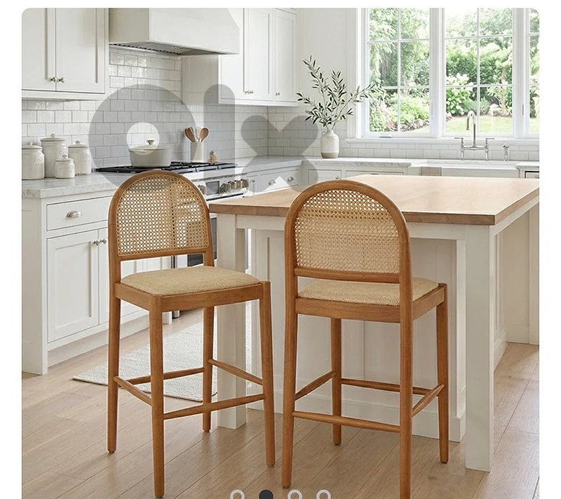 curved rattan counter stool