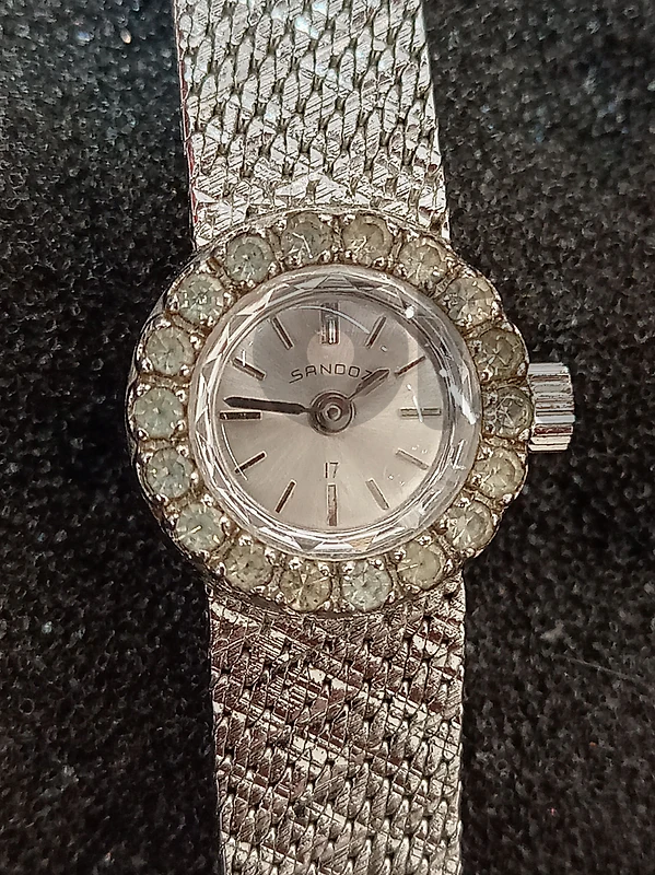 extremely rare SANDOZ Swiss Ladies Diamonte Oval & Tissot strap