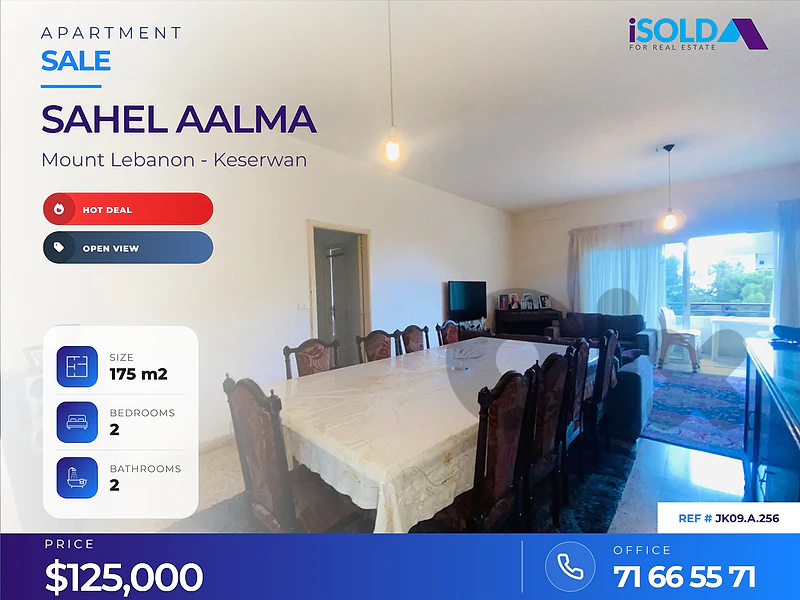 HOT DEAL,, 175 m2 apartment for sale in Sahel aalma, sehel 3alma