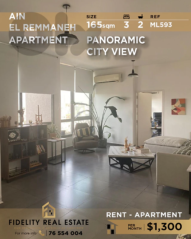 Apartment for rent  Ain El Remmaneh ML593 شقة  للإيجار في عين الرمانة