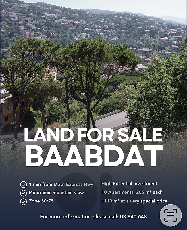 Gorgeous land in Baabdat