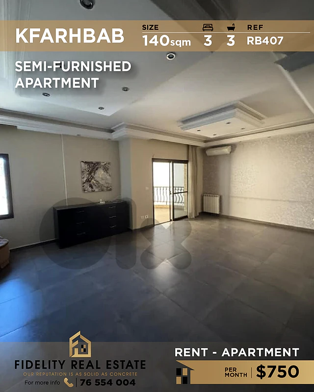 Apartment for rent in Kfarhbab RB407 شقة للإيجار في كفرحباب