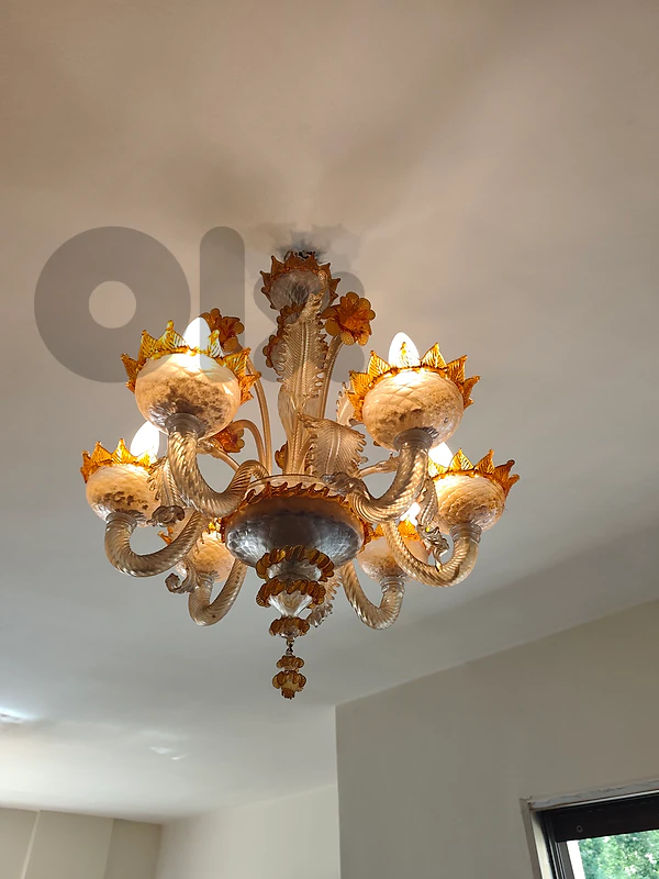 venetian Murano glass chandelier with 6 lights, mid 20th century