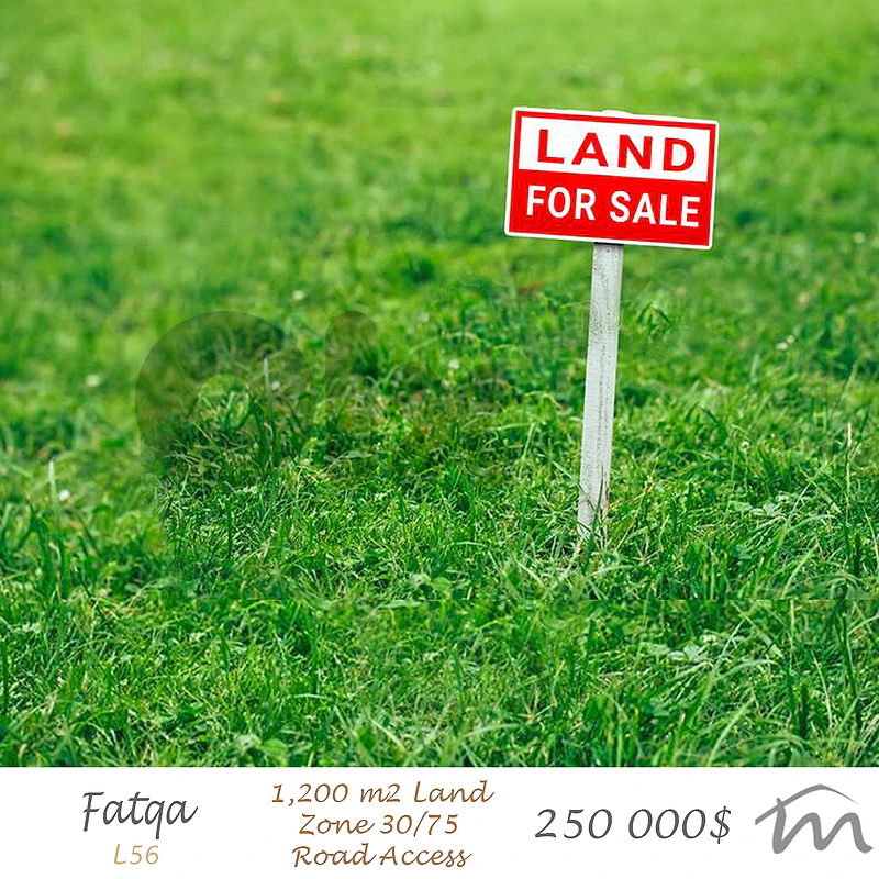Fatqa | 1,200m² Land | 30 Seconds to Main Road | Road Access | 30/75