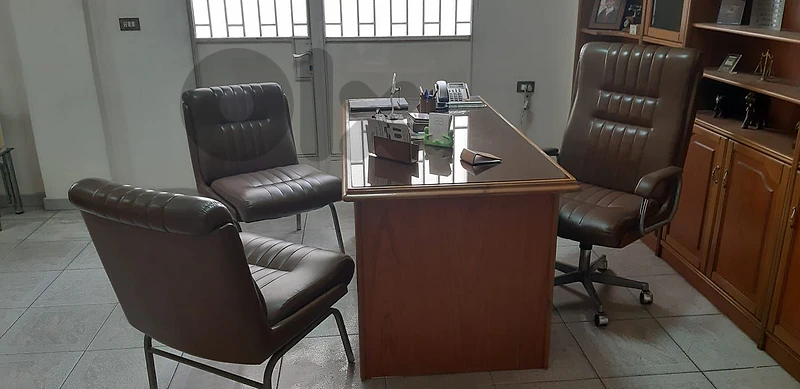 Executive Office Desk with 3 Leather Chairs